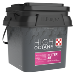 Purina® High Octane® Fitter 35® Topdress 30-lb plastic pail.