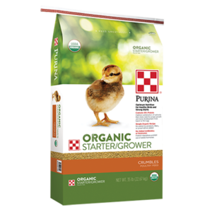 Purina® Organic Starter-Grower 35-lb. Poultry feed bag.