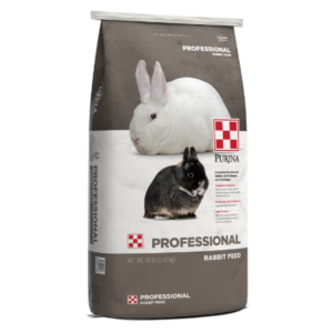 Purina Professional Rabbit Feed. 50-lb grey feed bag.