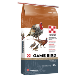 Purina Game Bird Flight Conditioner. 50-lb poultry feed bag.