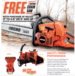 Free Echo Chainsaw Promotion Flyer.