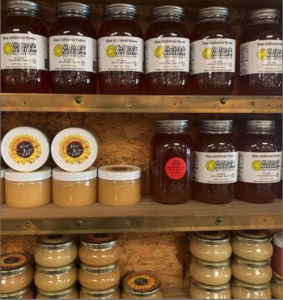 Local Texas Honey from Foreman's General Store. Also available are flavored honey such as Nature's Nectar brand in pints and quarts. 